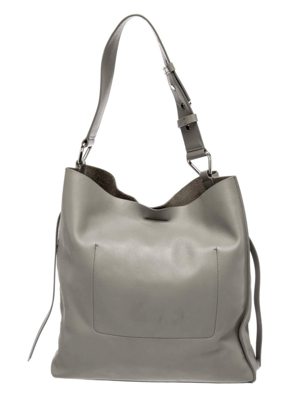 All Saints Light gray Leather slouchy Hobo Shoulder Bag - Tote